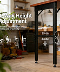 Adjustable Heavy Duty Workbench Legs with Rubber Pads shown at 25.6 to 33.8 inches height in workshop setting, 4 pack.