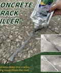 Applying Concrete Crack Filler High Elasticity Liquid Cement Sealant for Driveways, Walkways, and Patios on cracked surface.