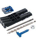Pocket Hole Jig Micro For Thin Stock And Cabinets For Thirty Three Percent Smaller Micro Pocket Holes In One Half And Three Quarter Thick Materials kit with drill bits and accessories.