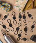 Elastic MOLLE Binding Ribbon Kit for Backpacks and Vests, Stretch Nylon Webbing Retainer for 1 Inch Gear, 12-Piece Black Set