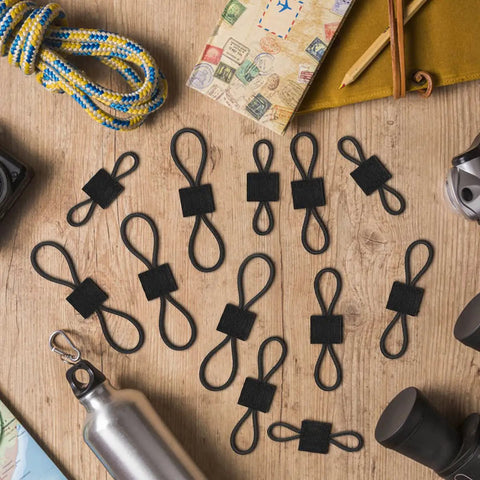 Elastic MOLLE Binding Ribbon Kit for Backpacks and Vests, Stretch Nylon Webbing Retainer for 1 Inch Gear, 12-Piece Black Set