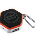 Wingman Mini GPS Speaker With Audible Distances, Ultra Portable Bluetooth Golf Speaker On The Go, Waterproof IPX7, orange with carabiner clip