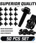 Shop Tough 100 Piece Auto Bolt And U Nut Kit With Pro Grade M6 1.0 Hex Head Screws, Extruded U Nuts And Rust Proof Clips including 50 bolts.