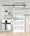 36x84 White Frosted Glass Barn Door With Sliding Hardware Kit Included, PVC Finish for kitchen, modern farmhouse style installed in home setting.