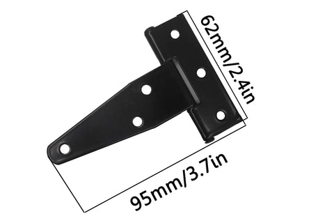 Ten Pack 3 Inch Galvanized T Shaped And Triangular Door Hinges In Black Iron With Imitation Galvanized Coating For Corrosion