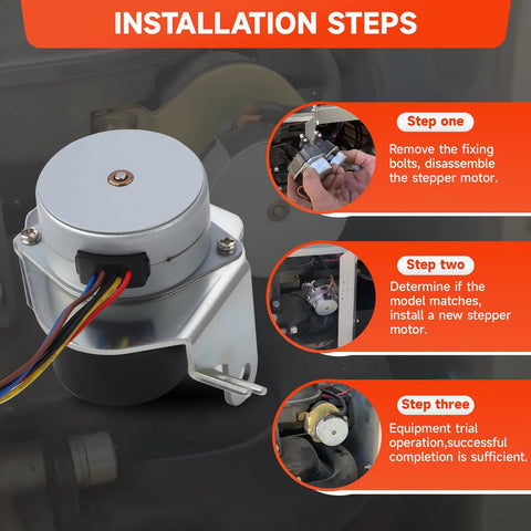 Side view of Amazon stepper motor assembly 0G6453 for Generac GTH990/HSB lawn mower, multicolor wires