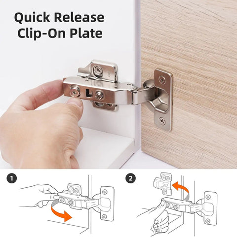 Frameless Soft Close Cabinet Hinges Pack Of 2 3 Way Adjustable Metal Hinges for kitchen cabinets and drawers installation