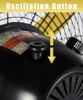 Heavy Duty 20 Inch Pedestal Fan Delivers 5000 CFM High Velocity Air With One Fifth HP Motor Oscillation Button Close-Up