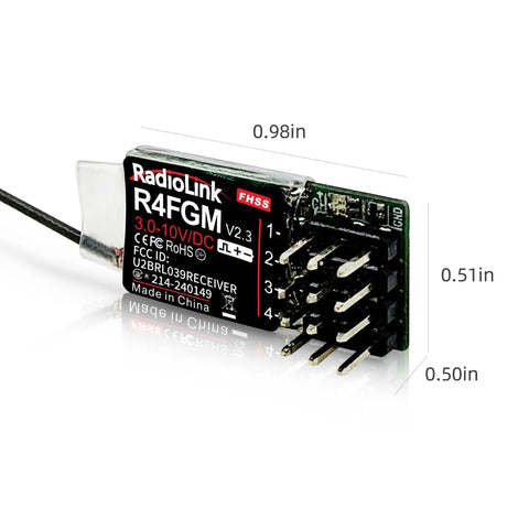 4 Channel Tiny RC Gyro Receiver For Mini Cars And Boats 1 28 Scale 3 To 10V High Voltage Servo Support with dimensions