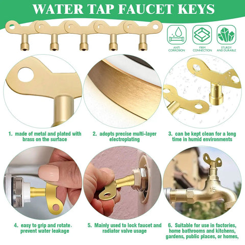 All In One 13 Piece Multi Tool Utility Key Kit with water tap faucet keys brass plated and multi-layer electroplated
