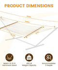 Diagram illustrating dimensions of Two Person 12 Ft Double Rope Hammock With Spreader Bar Hand Woven Cotton Outdoor Patio Hammock