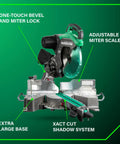 Heavy Duty 12 Inch Dual Bevel Sliding Miter Saw Workhorse With 4000 RPM No Load Speed, 45 Degree Left And Right Bevel, Precision Miter Angles, 9 Detent Stops, Xact Cut Shadow Line For Clean, Accurate Cuts