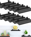 12 Pack Slatwall Shelves 10 By 4.3 Inch Metal Slat Wall Shelf Accessories Heavy Duty Retail Display Panels with black metal finish