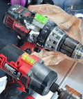 Close-up of drills with built-in bubble levels, part of the Six Pack Mini Magnetic Bubble Level Kit Sleek Acrylic Build With Neon Vials Always Dead On For Quick Measurements Folds Inside Tool Bags Making Tiling And Diy Installations Absolute Breeze For Everyone.