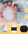 21 Piece Under Bed Blocker For Pets And Toys Total Storage Space Saver Flexible Pet Guard Barrier showing eco-friendly resin pellets in hand.