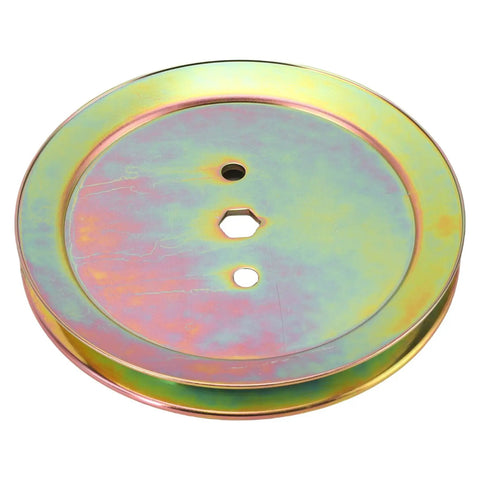 Heavy Duty Mower Spindle Drive Pulley For 100 Series Lawn Deck Perfect Fit For D105 And D110 Models With Steel Build For Smooth Power Delivery And Zero Belt Slippage, side view.