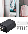 Push To Open Magnetic Cabinet Latch With Metal Base for cupboard, drawer, wardrobe in black with screws and metal plate