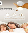 Low Profile Ceiling Fan With Lights And Remote 22 Inch Modern Reversible Multi Speed Flush Mount Ceiling Fan With 3 Color Temperature LED Lights For Bedroom Dining Room Patio Outdoor Dope Quiet Breeze over sleeping family