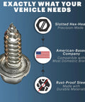 Close-up of Heavy Duty Stainless Steel License Plate Screw with Slotted Hex-Head for durability and rustproof features.