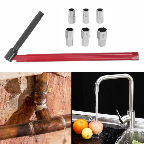 Top Shelf Metric Socket Wrench Set For Single Handle Faucet Repair Professional Grade Tool Steel Hex Driver Heavy Duty Kitchen Sink Plumbing Toolkit Rock Solid Grip features wrench, hex sockets, and plumbing installation.