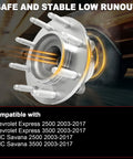 Pair Front Wheel Bearing Hub Assembly For Express 2500 3500 And Savana 2500 3500 Vans 2003 To 2017 8 Lug With ABS
