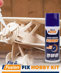 CA Glue Activator Spray Quick Set Bonding Booster Pro-Grade for Wood Plastic Rubber and Granite Instant Cure Accelerator for DIY Projects and Pros, Speeds Curing, Boosts Bond Strength, 6.76 Fl Oz next to model airplane
