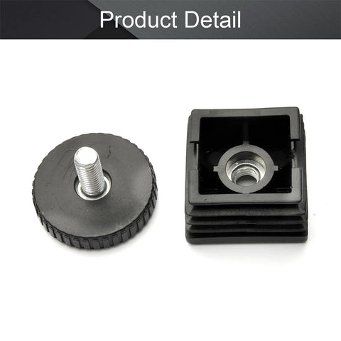Adjustable Leveling Feet Kit For Furniture 16 Sets 38x38mm Square Tube Insert M8 Thread Glide Levelers, black, isolated view