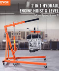 2 Ton Hydraulic Engine Hoist With Lever And Leveler Heavy Duty Cherry Picker Shop Crane in garage setting