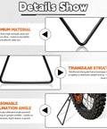 Two Pack Universal Dirt Bike Triangle Stand For 80 To 500cc Motocross Enduro Supermoto Pit Bikes Durable Iron And Aluminum Side Kickstand Features