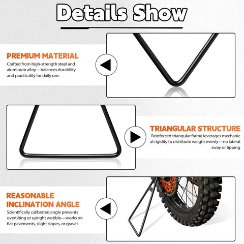 Two Pack Universal Dirt Bike Triangle Stand For 80 To 500cc Motocross Enduro Supermoto Pit Bikes Durable Iron And Aluminum Side Kickstand Features