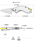 Diagram of Spud Small Neck Knife With Detachable Lanyard Clip And Pocket Clip, 2.34 Inch AR-RPM9 Steel Blade, Aluminum Handle.