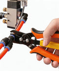 Awesome Set Of Premium Push To Connect Air Line Disconnect Tools With 15 Piece Fitting Kit For Quick Removal And Installation On All Common Pneumatic Sizes Like 1/4 Inch To 1/2 Inch Without Any Hassle. hand tool disconnecting orange pneumatic air line fittings