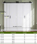 Space Saving Bi Fold Barn Door Kit 64 by 84 Inches White With Hardware Included Sliding Closet Doors With 72 Inch Track Kit