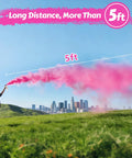 Epic Gender Reveal Fire Extinguisher Multipack Featuring Snazzy Biodegradable Color Powder Blasters shooting 5ft pink smoke outdoors.