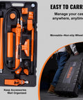 VEVOR 12-Ton Porta Power hydraulic kit with pump and 4.6 ft hose in orange storage case