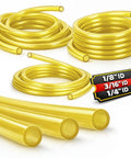 Three Size Fuel Line Kit With 1/8 in ID, 3/16 in ID, 1/4 in ID Tubing For Small Engines, polyurethane hose coiled display