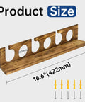 Wood Fishing Rod Holder Rack For Wall Or Ceiling Mount Up To Six Fishing Rods, dimensions with screws displayed