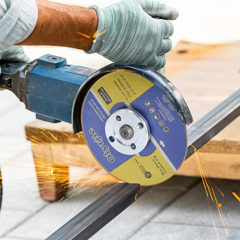 Side view of 4-1/2 in cut-off wheel for angle grinder, 10-pack metal cutting discs, ultra-thin.