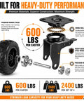 Tough As Nails Heavy Duty Caster Wheels With Dual Locking Brakes, Smooth Rolling Rubber Casters For Workbenches And Dollies, Built Like A Tank Steel Housing, 600 Lbs Load Per Wheel, 4 Pack Red, features heavy gauge steel bracket and precision bearings.
