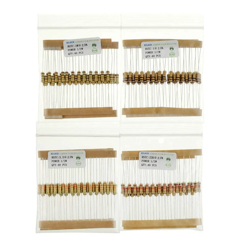 Rock Solid Carbon Film Resistor Assortment Kit Packing 1000 Pieces In 25 Key Ranges From 1 Ohm Up To 1 Mega Ohm With Half Watt Capacity And 5 Percent Precision for makers.