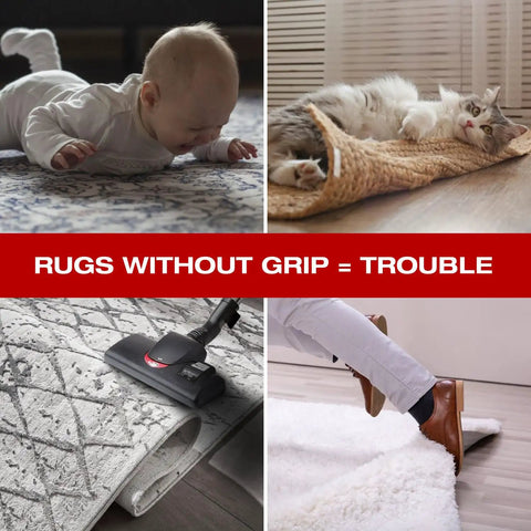 Non Slip Rug Grippers Set Of 12 For Area Rugs With Washable Backing, Double Sided Adhesive Carpet Tape For Hardwood Floors And Tiles, Keeps Rugs In Place And Prevents Curling, Home Decor Essentials