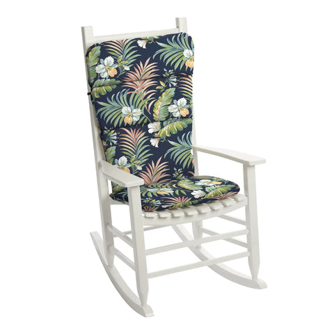 All Weather Outdoor Adirondack Or Rocking Chair Cushion Kit For Porch Lounging In Simone Blue Tropical Seat 20 By 17 Inch And Back 21.5 By 28.5 Inch Rain Proof Fade Resistant PFAS Free C0 Treatment Eco Friendly With Partially Recycled Polyester Fill Fits