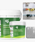 Epoxy Colored Sand Floor Paint Kit 3 Gallons Gray Marble Texture Self-Leveling Floor Coating for Garage, Basement, Countertops