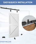 Heavy Duty Exterior Barn Door Hardware Kit 6 Ft Wall Mounted Slide Track with installation components shown.