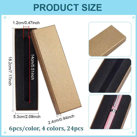24-Piece Colorful Pen Gift Boxes Set Cushioned Cardboard Boxes For Ballpoint And Fountain Pens 7.2x2.1x0.9 Inches