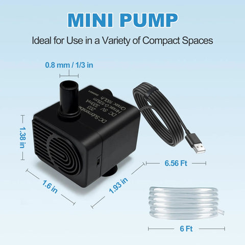 Smart Tiny But Mighty Mini Sump Pump With Water Sensor And Float Switch, Auto On Off, 4 Ft Lift, 74 GPH, 5V Condensate Pump