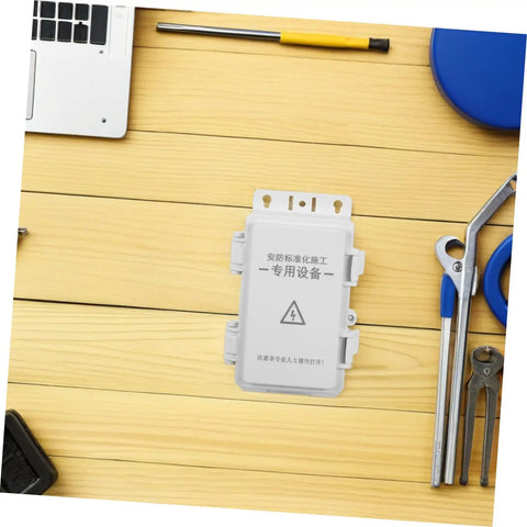 Ultimate Outdoor Waterproof Electrical Junction Box For Surveillance And Electronic Gear Durable Plastic Enclosure, installed on wood surface.