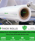 Heavy Duty 80 Gauge Plastic Stretch Wrap Roll 18 X 1500 Feet Hella Durable Shrink Film For Moving Shipping Pallet Wrapping And Furniture Protection 4 Pack With Non Slip Core, displaying 18-inch wide roll.