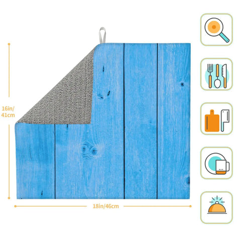 Ultra Absorbent Wood Grain Dish Drying Mat For Kitchen Counter With Microfiber Surface, Machine Washable, 16 By 18 Inches