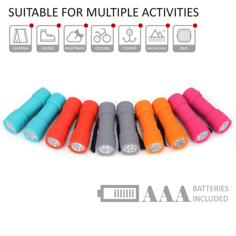 10 Pack Nine LED Mini Flashlights With AAA Batteries Included And Pre Installed Ideal For Class Teaching Camping Or Wedding Favors